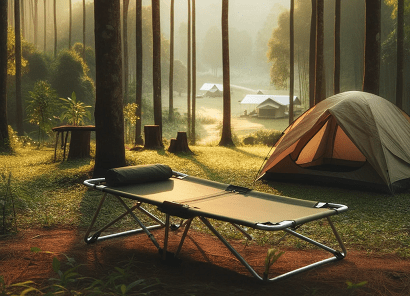 Campingliege am Zelt