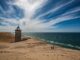 lighthouse, beach, sand