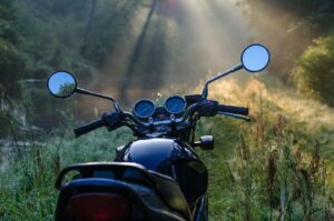 motorcycle, morning, forest, light, nature, vehicle, engine