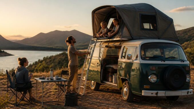 Ungebundenheit auf Rädern: Gemeinsam unterwegs: Warum Reisen auf dem Autodach Familien begeistertMit dem VW-Bus und Dachzelt zu Festivals und Roadtrips